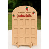 Personalized “Berry First Year” Baby Milestone Board – Custom Strawberry Theme First Year Photo Display, Wooden Monthly Milestone Sign