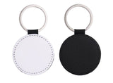 Custom Personalized Keychain - Black Leather - One-Sided Print